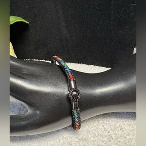 Unisex Multi color Braided Bracelet with black metal magnetic Clasp